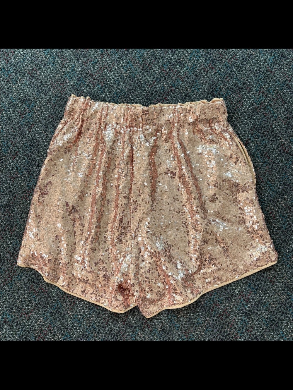 Sequin Drawstring Women’s Shorts — Rose Gold - Picture 3 of 3